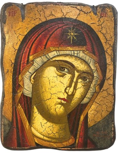 ICONA MARIANA DIPINTA A MANO 26X32CM