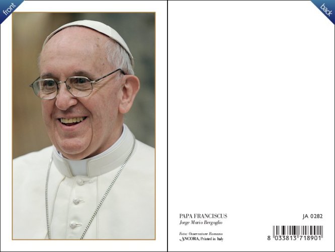 PAPA FRANCESCO 7X10,5cm  RETRO BIANCO