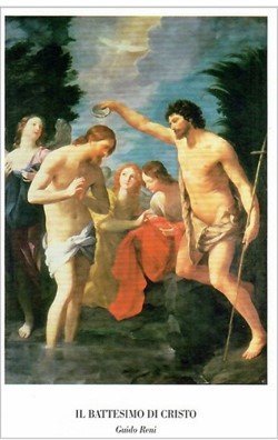 SANTINO ''IL BATTESIMO DI CRISTO'' - Guido Reni  - 7X11 cm