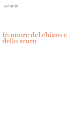In onore del chiaro e dello scuro