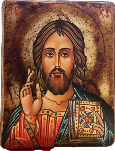 CRISTO LIBRO CHIUSO 14x18 cm - ICONA RUMENA DIPINTA A MANO