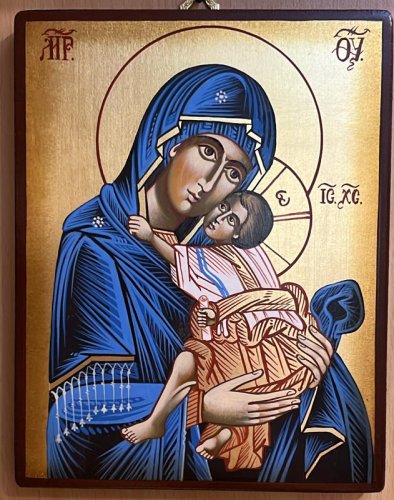 MADONNA DELLA TENEREZZA 14X18 CM MANTO BLU