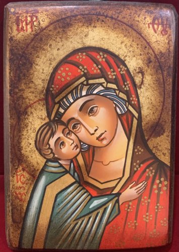 MADONNA "DONSKAJA" 10x14 cm - ICONA RUMENA DIPINTA A MANO