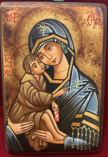 MADONNA "DONSKAJA" CON MANTO BLU 10x14 cm
