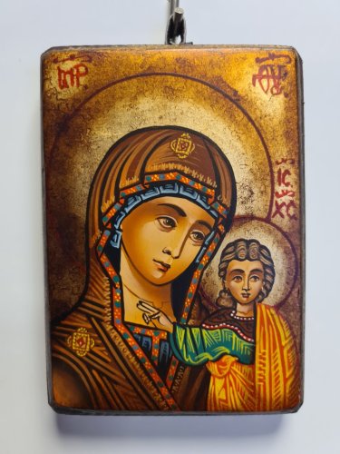 MADONNA "KAZANSKAJA" 10x14 cm - ICONA RUMENA DIPINTA A MANO