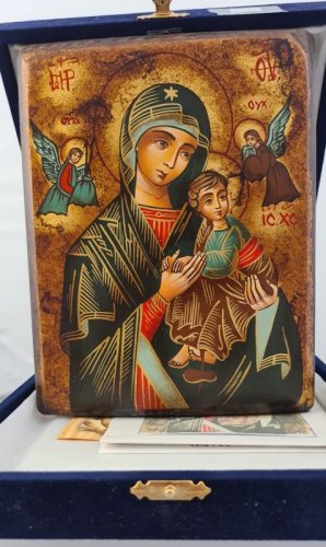 MADONNA PERPETUO SOCCORSO 14X18 CM - Icona dipinta a mano