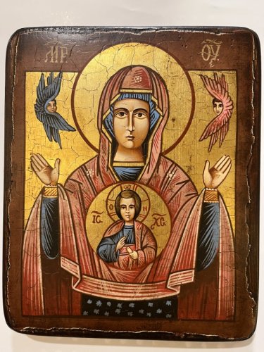 MADRE DI DIO DEL SEGNO 18X22 CM - ICONA DIPINTA A MANO
