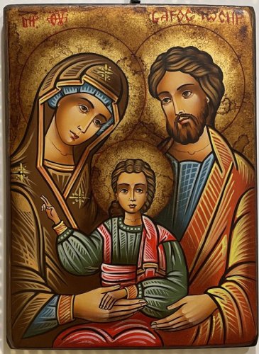 SACRA FAMIGLIA (su legno bruciato) &ndash; 23x31 cm