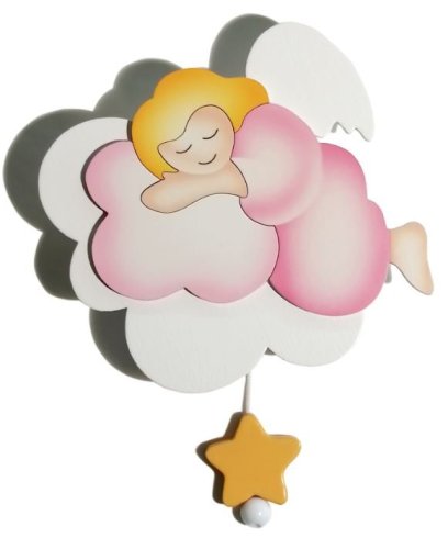 08665 ANGELO E NUVOLA 20X18 CM CARILLON ROSA