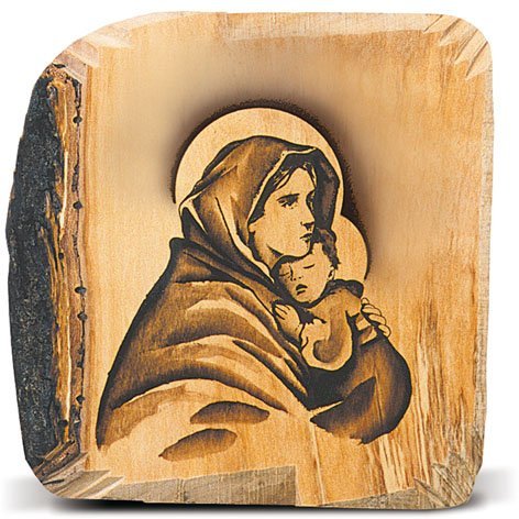 MADONNA DEL RIPOSO SU LEGNO DI OLIVO 17X22