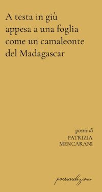 A testa in gi&ugrave; appesa a una foglia come un camaleonte del Madagascar
