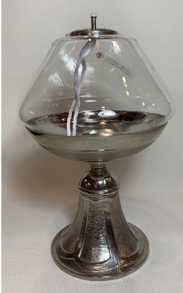LAMPADA TRASPARENTE SU BASE METALLO NICHELATA