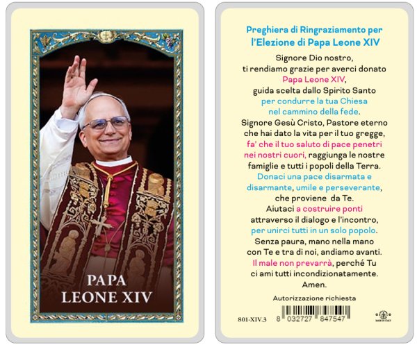 CARD PAPA LEONE XIV PLASTIFICATA - 6,4X11,4 CM
