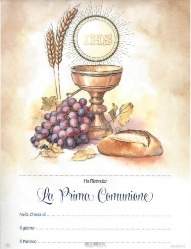 COMUNIONE CALICE CLASSICO ORO A CALDO - Pergamena stampata su cartoncino. Dimensione 18x24 cm