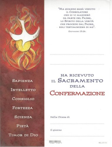 CRESIMA COLOMBA MODERNA ORO A CALDO - Pergamena stampata su cartoncino. Dimensione 18x24 cm