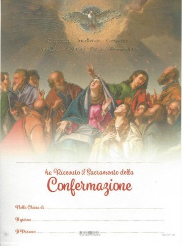 PERGAMENA CONFERMAZIONE - Pergamena stampata su cartoncino. Dimensione 18x24 cm