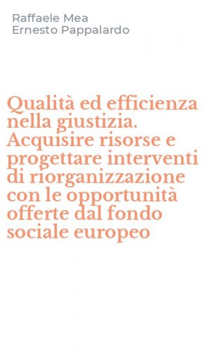 Qualit&agrave; ed efficienza nella giustizia. Acquisire risorse e progettare interventi di riorganizzazione con le opportunit&agrave; offerte dal fondo sociale europeo