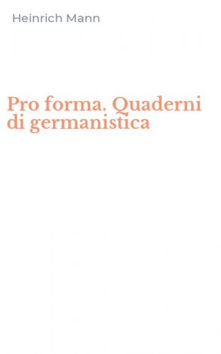 Pro forma. Quaderni di germanistica