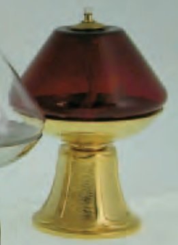 LAMPADA ROSSA-BASE DORATA 10X14 H