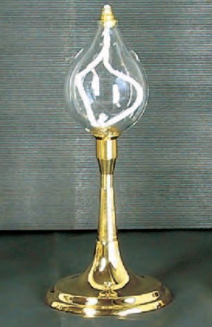 LUME A GOCCIA STELO ALTO - Realizzato in vetro, base in ottone. Altezza 19 cm e diametro 8 cm.