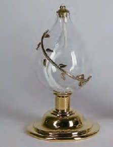 LUME A GOCCIA VETRO SOFFIATO - Realizzato in vetro, base in ottone. Altezza 13.5 cm e diametro 8 cm.