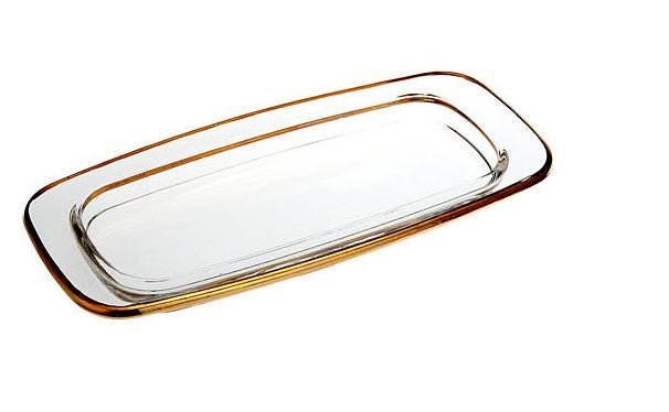 PIATTINO IN VETRO BORDO ORO - Misure  20 x 9,5 cm.