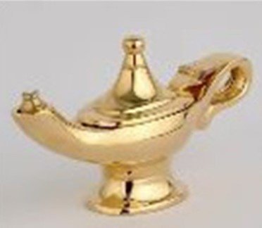 PICCOLA LAMPADA "ALADINO" CON CERNIERA - Realizzata in ottone, color oro. Lunghezza cm 13, altezza cm 8.