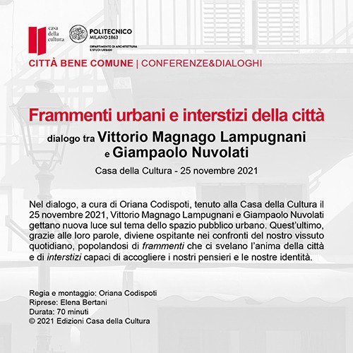 Frammenti urbani e interstizi della citt&agrave;. Dialogo tra Vittorio Magnago Lampugnani e Giampaolo Nuvolati. Audiolibro