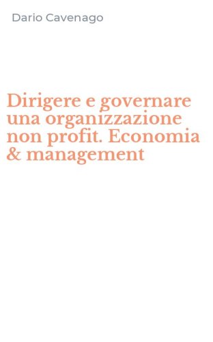 Dirigere e governare una organizzazione non profit. Economia & management
