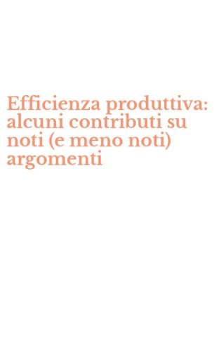 Efficienza produttiva: alcuni contributi su noti (e meno noti) argomenti