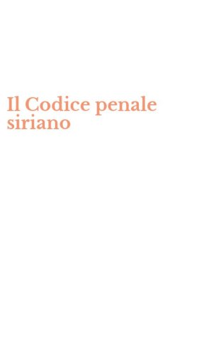 Il Codice penale siriano