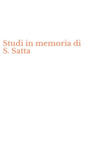 Studi in memoria di S. Satta