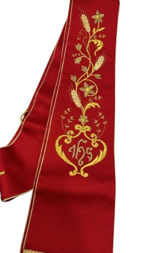 STOLA RASO RICAMO CROCE ORNATO IHS ORO