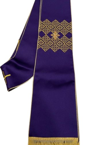 STOLA RICAMO RETE ORO IHS VIOLA