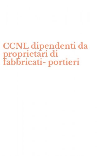 CCNL dipendenti da proprietari di fabbricati-portieri