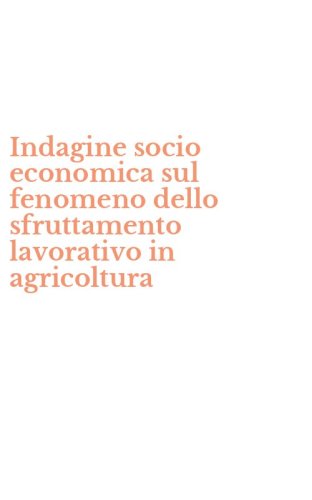 Indagine socio economica sul fenomeno dello sfruttamento lavorativo in agricoltura