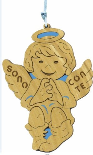 ANGELO DA APPENDERE "SONO CON TE" (CELESTE) - Misure: L.7 cm - H.10,5 cm