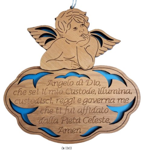 ANGELO DI DIO... (CELESTE) - Legno di ulivo, da parete.
