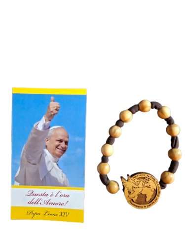 BRACCIALE IN LEGNO DI ULIVO - PAPA LEONE XIV: Disarmiamo le parole per disarmare la terra