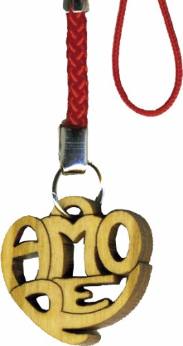 CIONDOLO "AMORE" - Ciondolo per cellulare in legno di ulivo.