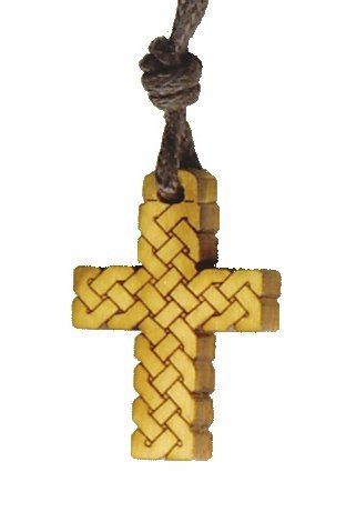 CIONDOLO CROCE DI SALOMONE - Legno di ulivo. Con biglietto messaggio in busta crystal.