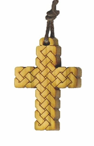 CIONDOLO CROCE DI SALOMONE - Legno di ulivo. Con biglietto messaggio in busta crystal.