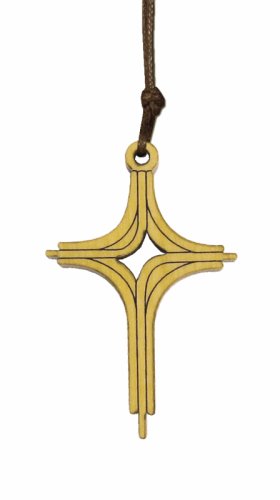 CIONDOLO "CROCE JESUS" - Legno di ulivo. Con biglietto messaggio in busta crystal.
