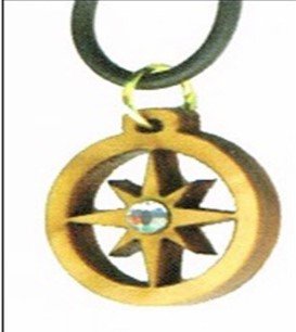 CIONDOLO STELLA MARIS CON SWAROVSKI - Legno di ulivo. Con biglietto messaggio in busta crystal.