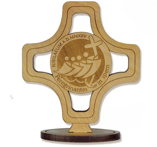 CROCE LOGO GIUBILEO 25 - 12 cm DA APPOGGIO