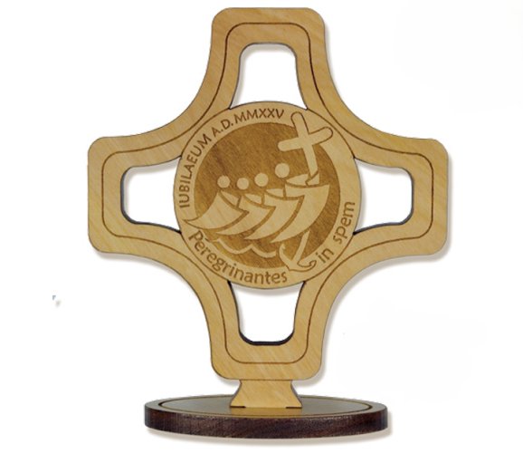 CROCE LOGO GIUBILEO 25 - 9 cm DA APPOGGIO