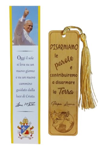 SEGNALIBRO IN LEGNO DI ULIVO - PAPA LEONE XIV: Disarmiamo le parole e contribuiremo a disarmare la terra