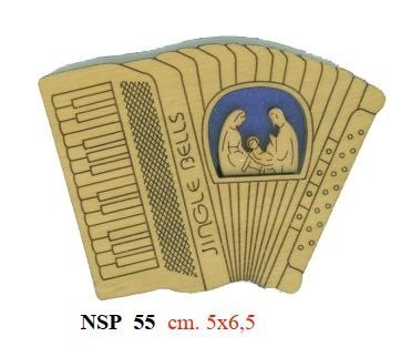 FISARMONICA NATIVITA' - Legno di ulivo. Con biglietto messaggio in busta crystal.