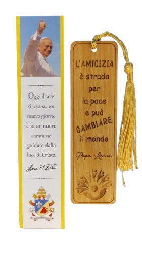 SEGNALIBRO IN LEGNO DI ULIVO - PAPA LEONE XIV: L'amicizia &egrave; strada per la pace e pu&ograve; cambiare il mondo