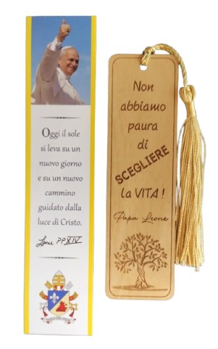 SEGNALIBRO IN LEGNO DI ULIVO - PAPA LEONE XIV: Non abbiamo paura di scegliere la vita!